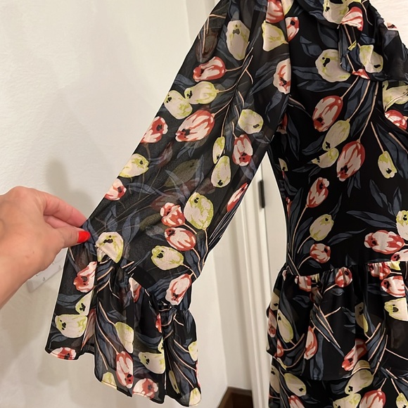 Unworn Cinq à Sept floral ruffled dress fully lined size 4 - Picture 6 of 9